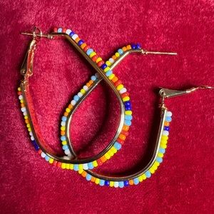 Colorful Beaded Hoop Earrings